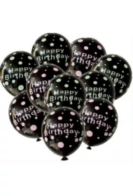 Zestaw balonów Happy Birthday czarne 11el