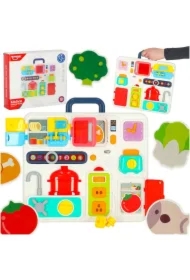 Tablica manipulacyjna sensoryczna montessori kuchnia zegar światło dźwięk