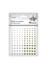 Perełki samoprzylepne okrągłe 120 szt białe złote