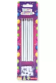 Świeczki urodzinowe srebrne 12 szt