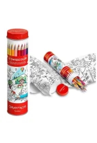 Kredki Swisscolor w tubie z kolorowanką