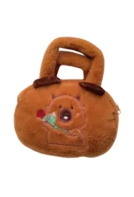 Torba pluszowa Kapibara z różą brązowy 20cm