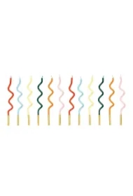 Świeczki urodzinowe zakręcone Tęcza 14cm mix 12 szt
