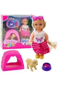 Laleczka z pieskiem namiotem i akcesoriami