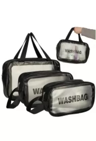 Kosmetyczka podróżna przezroczysta transparentna wodoodporna organizer do samolotu czarna