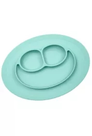 Silikonowy talerzyk z podkładką mały 2w1 Mini Mat pastelowy niebieski