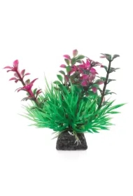 Roślina, do dekoracji akwarium, zielono-różowa, plastikowa, 10 cm, wzrastające pędy i spirulina
