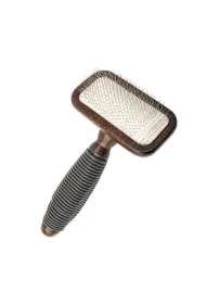 Szczotka pudlówka prostokątna, dla zwierząt, drewno bukowe, stal, tworzywo TPR, wym. 11 x 16, 9cm