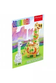 Cube head. Dino. Brachiozaur. Złóż i pokoloruj