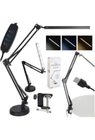 Lampka na biurko biurkowa LED USB obrotowy wysięgnik 2 sposoby mocowania