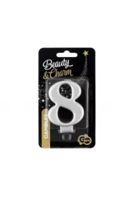 Świeczka cyferka 8, metalik srebrna PF-SCS8