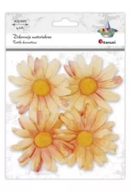 Materiałowe margerytki 3D 75mm różowe 4 szt