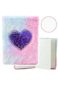 Notatnik pluszowy A5/80K linia Serce z konfetti