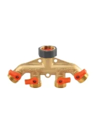 Rozdzielacz 4-drożny gw 3/4"x gz 3/4" mosiądz z zaworami brass soft