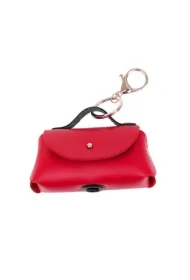 Torebka skórzana do woreczków na odchody czerwona