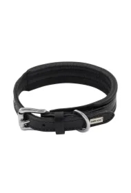 Obroża skórzana, XS 27-33 cm x 22 mm, czarny, przeszywana