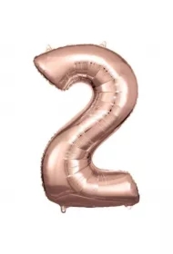Balon foliowy cyfra 2 różowe złoto