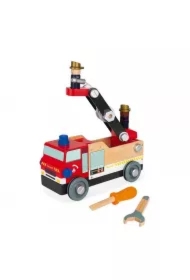 Drewniany wóz strażacki do składania z narzędziami Brico'kids