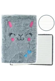 Notatnik pluszowy A5/80K linia Zając szary