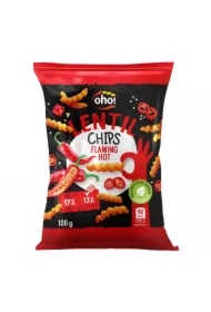 Chipsy z czerwonej soczewicy o smaku flaming hot