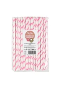 Słomki papierowe łamane różowe