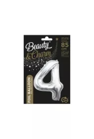 Balon foliowy B&C cyfra 4 srebrna