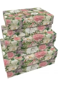 Pudełka ozdobne Piwonie i róże 3 szt