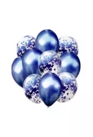 Balony granatowy metalik i konfetti