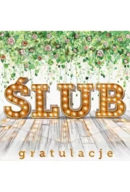 Karnet KW ślub Napis boho