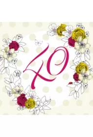 Karnet Swarovski kwadrat CL1440 Urodziny 40 kwiaty