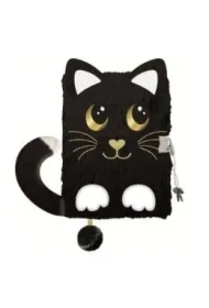 Pamiętnik z kłódką A5 3D włochacz Night Cat