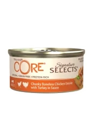 Core Signature Selects Chunky Chicken, karma mokra, dla dorosłych kotów, mięsne kawałki z kurczakiem i indykiem, puszka