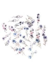 Naklejki PET kwiaty meteor blue 30 szt