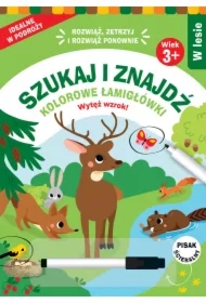 Szukaj i znajdź. Kolorowe łamigłówki. W lesie