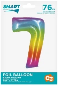 Balon foliowy Smart Cyfra 7 tęczowa