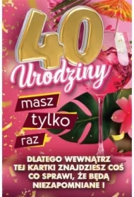 Karnet Urodziny z nakładką na butelkę 40
