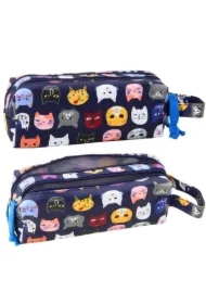 Piórnik szkolny kolorowe Kotki granatowy 22cm