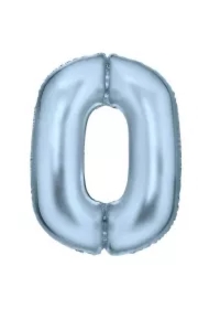 Balon foliowy cyfra 0 pastelowa niebieska