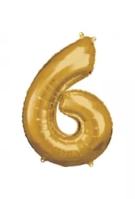Balon foliowy cyfra 6 złota