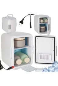 Lodówka turystyczna elektryczna samochodowa mini na jedzenie kosmetyki grzanie chłodzenie 2w1 biała