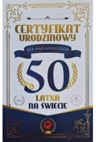 Karnet Certyfikat Urodzinowy 50 urodziny męskie