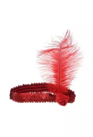 Opaska z piórem retro czerwona