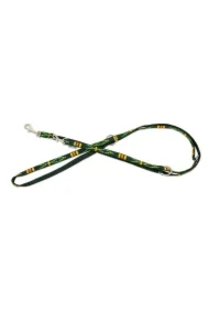 Smycz regulowana dla psa, zielona, wzór etniczny, taśma polipropylenowa, 10mm/220cm