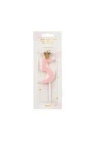 Świeczka urodzinowa 5 jasny różowy 9,5cm