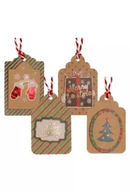 Tagi prezentowe 3D 8 szt Rękawice, Choinka