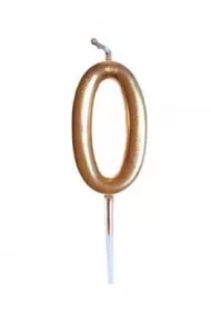 Świeczka urodzinowa metaliczna 0 złota