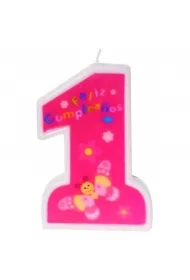 Świeczka urodzinowa 1 różowa 11cm