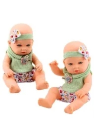 Lalka bobas w zielonym ubranku