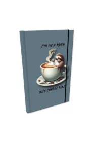 Notes A5 w kratkę z gumką Soft Touch Leniwiec Kawa