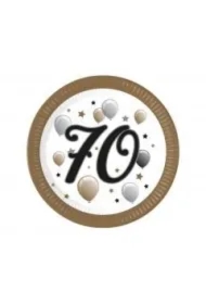Talerzyki papierowe 70 urodziny FSC 23cm